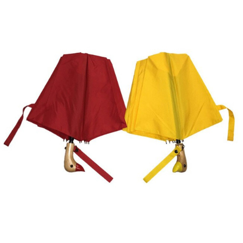 Unique products to sell fashion folding wooden duck handle umbrella