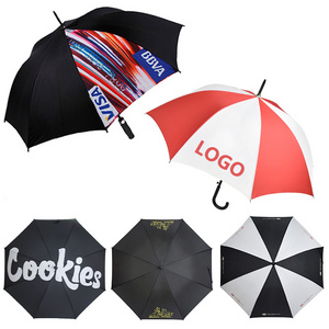 Unique classical men women custom print strong windproof 23inch rain custom no minimum advertising stick straight umbrella