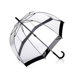 dome shaped umbrella clear PVC black handle manual open for lady promotional