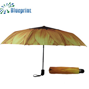 fashion sunflower umbrella automatic three folding wholesale