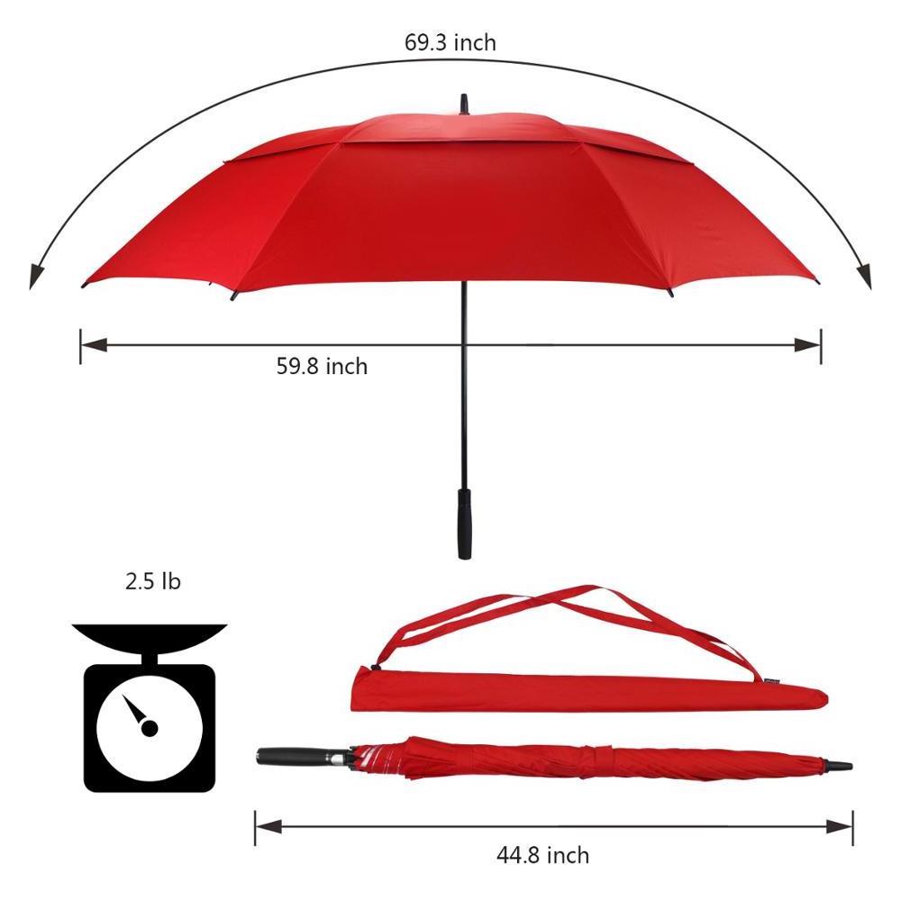 Large double canopy wind resistant fiberglass 8 ribs golf umbrella