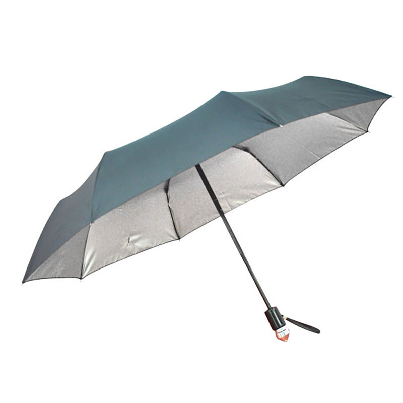 Auto Open Large Silver Coated UV Protection Folding Umbrella with Broken Window Handle