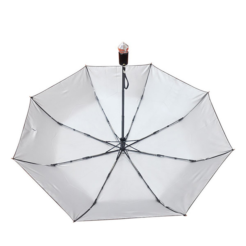 Auto Open Large Silver Coated UV Protection Folding Umbrella with Broken Window Handle