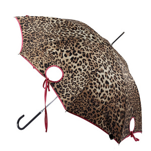 Animal Print Straight Classic Gift Umbrella with Holes Design for Women