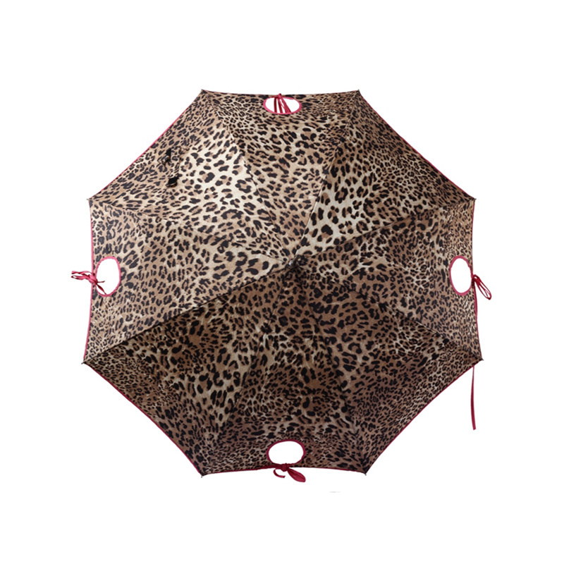 Animal Print Straight Classic Gift Umbrella with Holes Design for Women