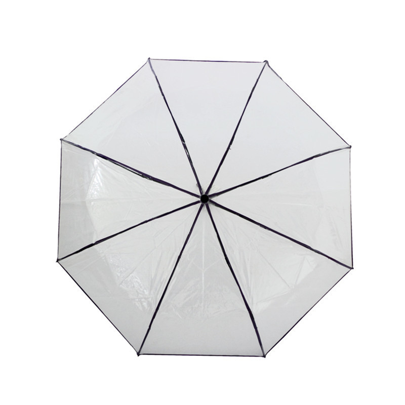 21 Inches radius folding clear plastic umbrella transparent clear