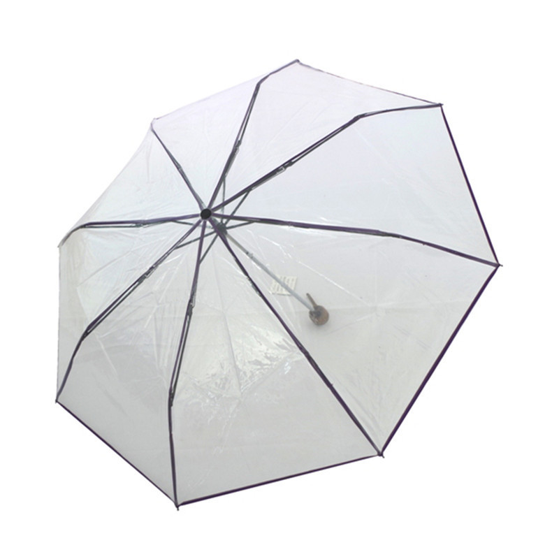 21 Inches radius folding clear plastic umbrella transparent clear