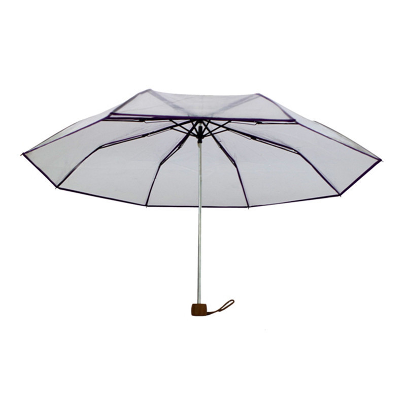 21 Inches radius folding clear plastic umbrella transparent clear