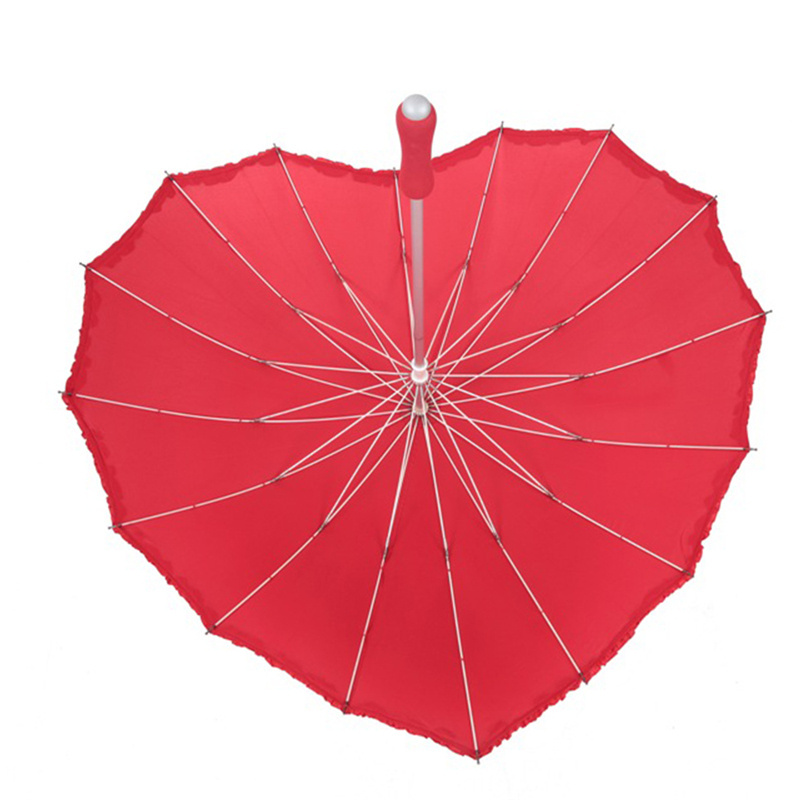 High quality red unique heart shaped wedding gift umbrella