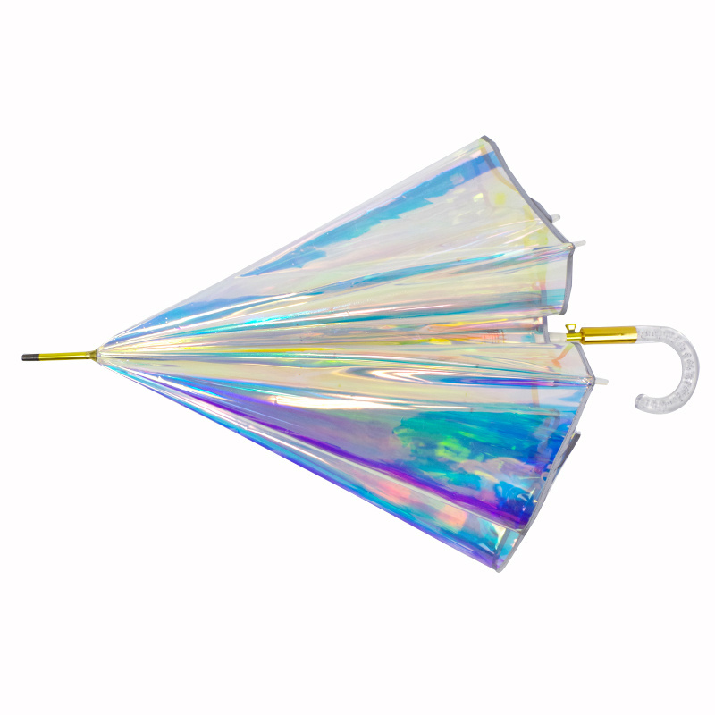 New holographic stick premium gift straight umbrella see clear umbrella