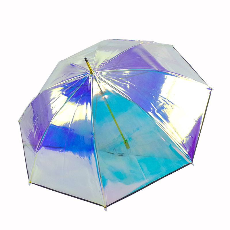 New holographic stick premium gift straight umbrella see clear umbrella