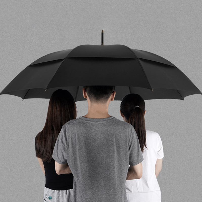 J handle non folding water resistant umbrella double layer air vent with net