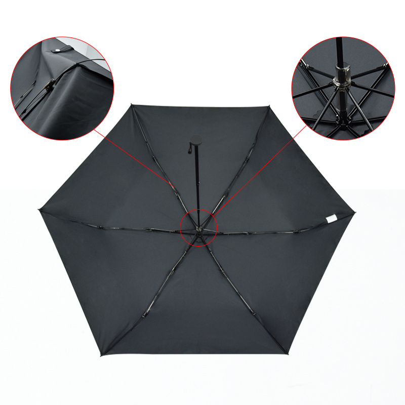 super tiny 6ribs carbon fiber 3folding umbrella super light with pocket size