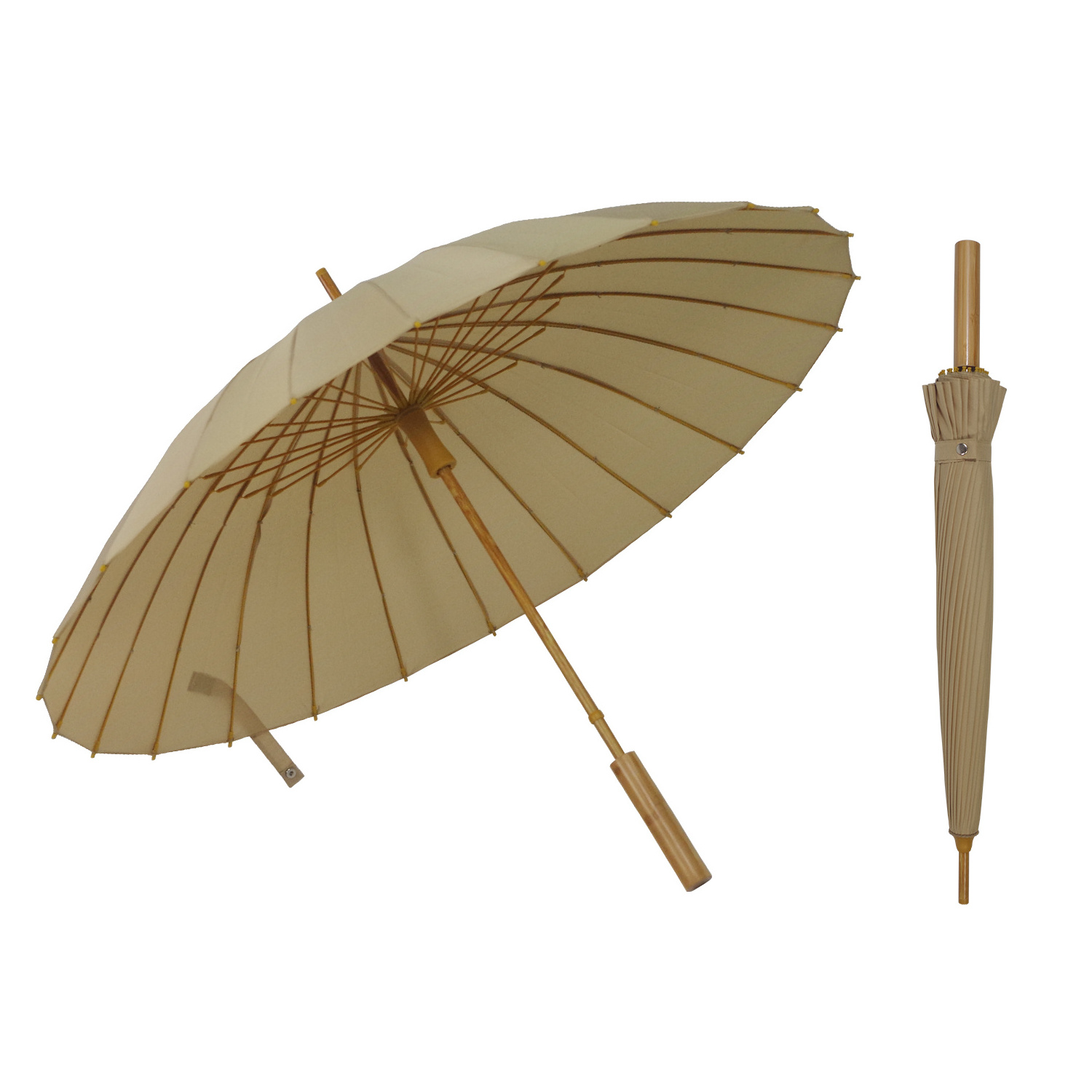 High Quality Straight Newly Recycle Material 24K Bamboo Eco Friendly Straight Umbrella