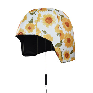 Hot sale summer creative design big size customer printed straight helmet umbrella