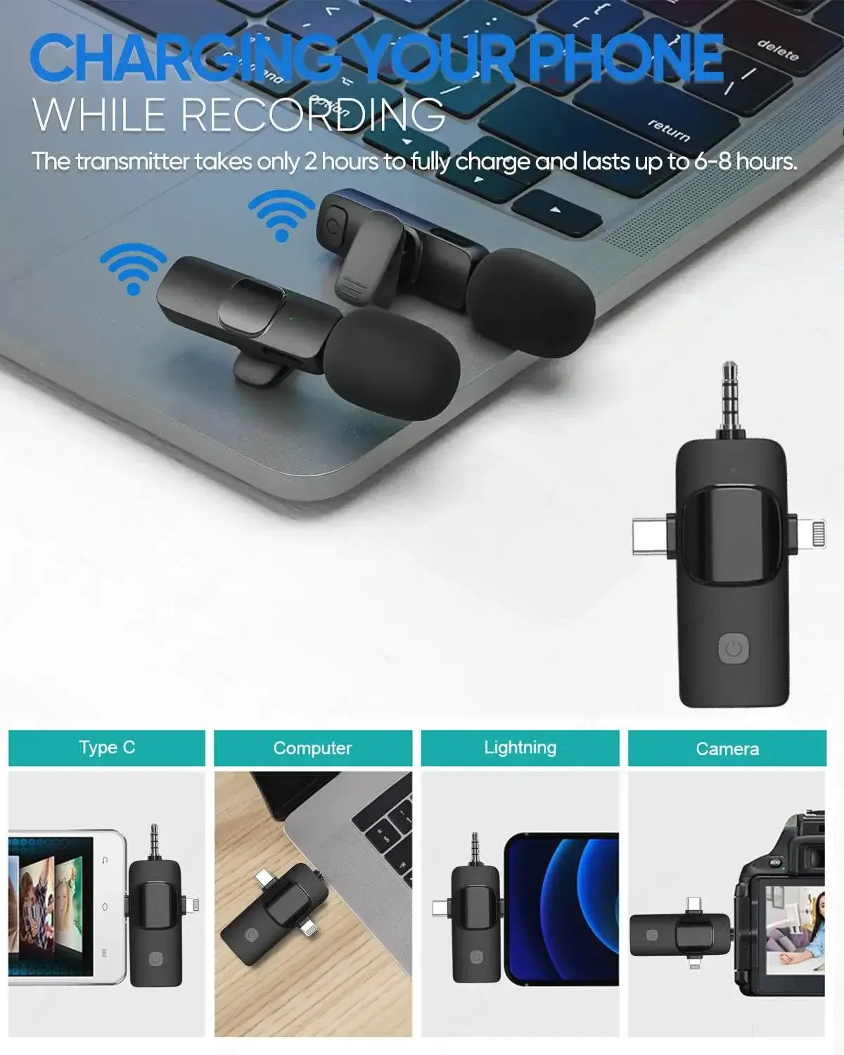 K15 Wireless Collar Microphone 3-in-1 Mobile Video Broadcast Equipment One Drag Two Noise Reduction Radio Mini Microphone