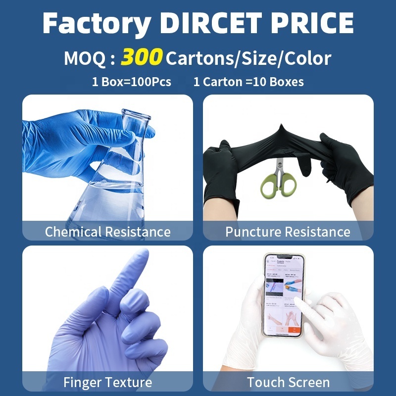 Medical Protective Nitrile Protective Hand Gloves Lab Examination Lake Blue Disposable Powder Free Nitrile Gloves for Hospital