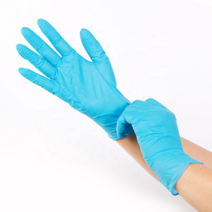 Medical Protective Nitrile Protective Hand Gloves Lab Examination Lake Blue Disposable Powder Free Nitrile Gloves for Hospital