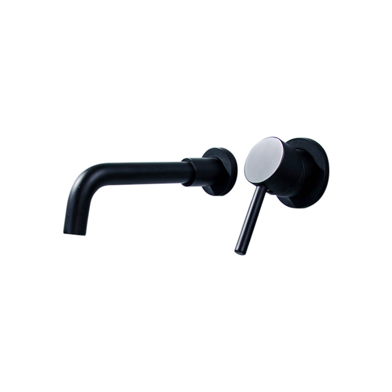 Manufacturer Wall Mounted Single Handle Tap Matt Black Bathroom Mixer 2 Hole Basin Faucet