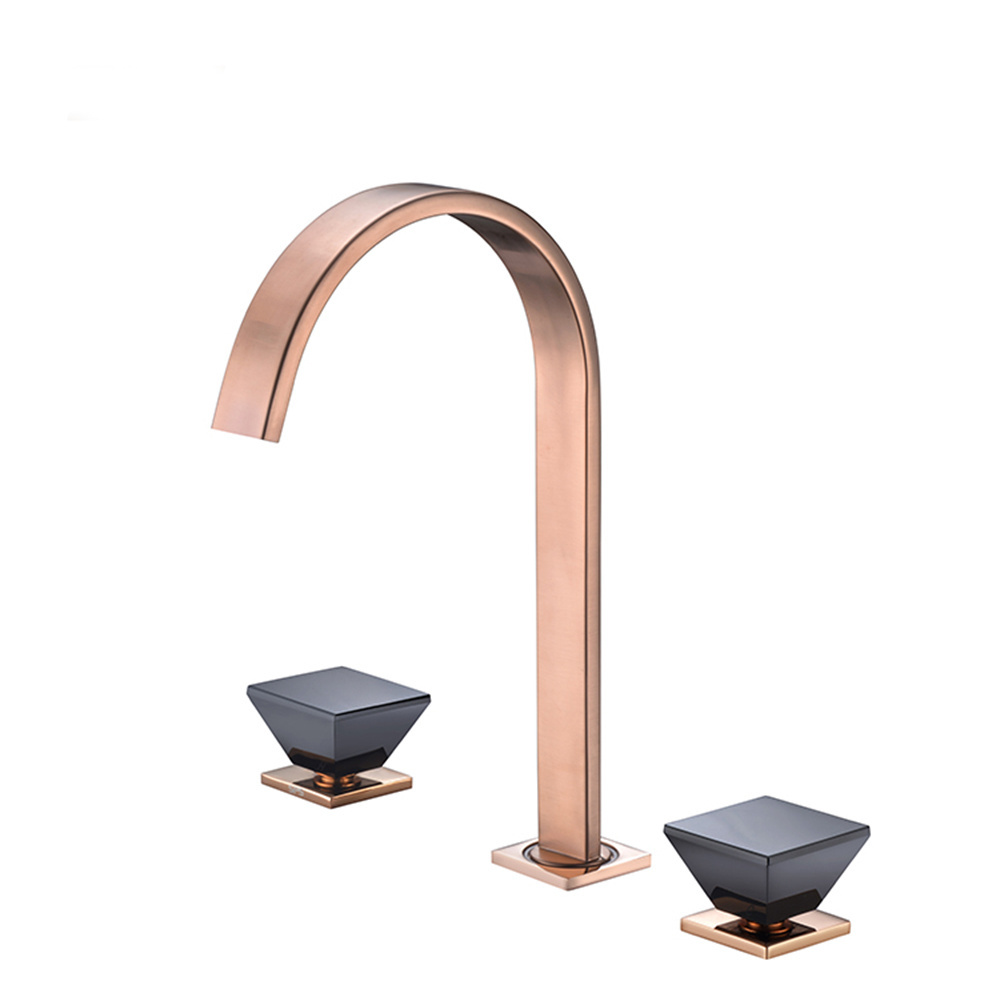 Luxury Gold Crystal Handle Basin Taps Sink Bathroom Solid Brass Health Mixer Bridge Hot and Cold Waterfall Kitchen Faucet