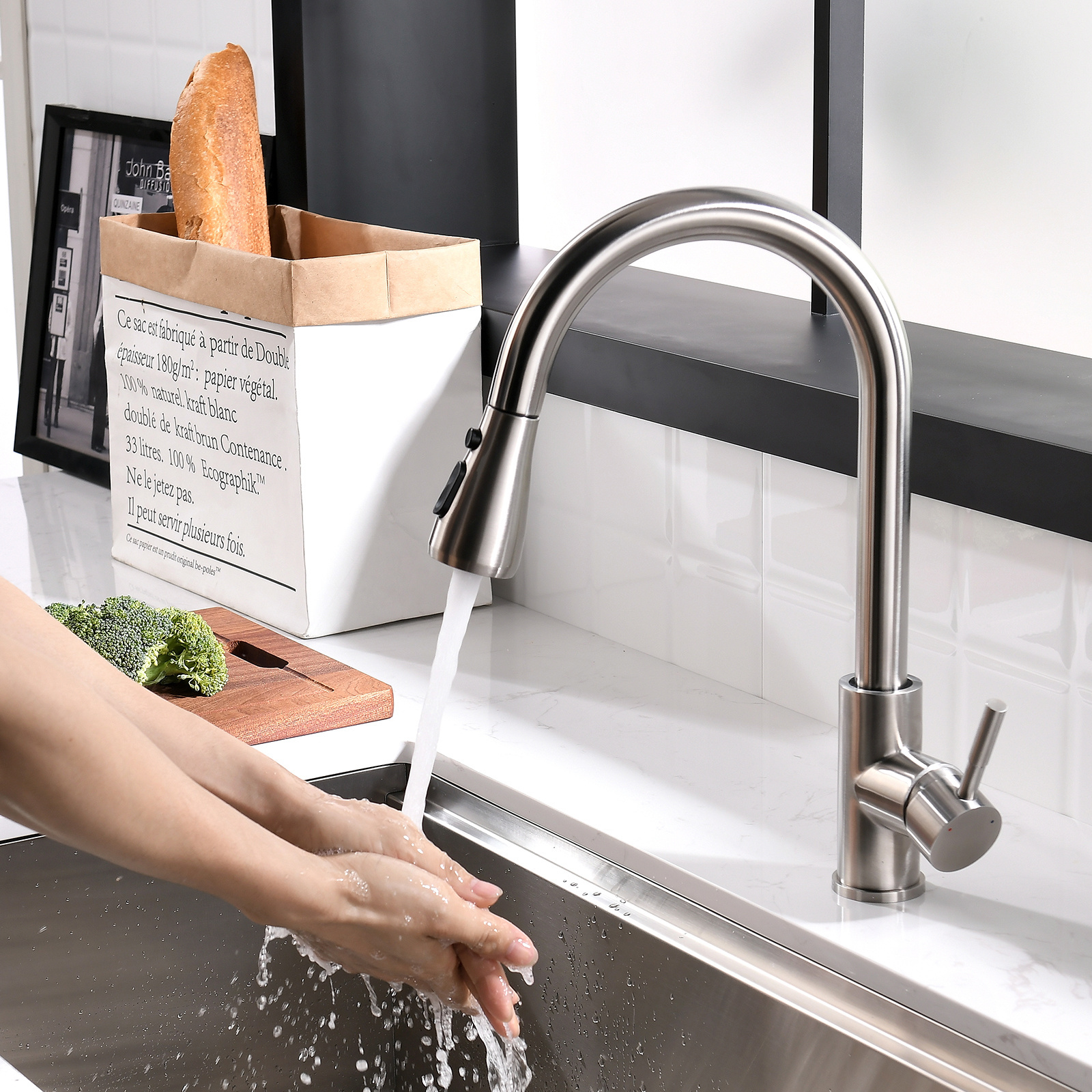 304 Stainless Steel Sink modern gourmet kitchen Faucet Long Neck Water Kitchen Tap For Kitchen Faucet