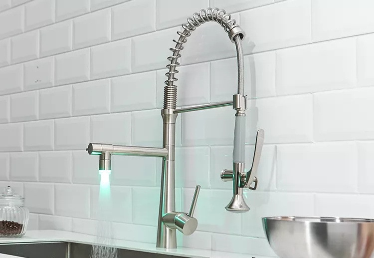 Fapully Modern Style Brushed Led Light Sink New In Kitchen Taps And Faucets