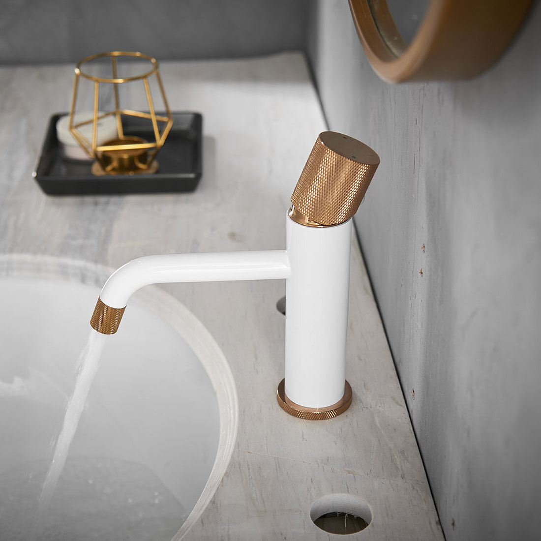 Modern Fancy Matte White Mixer Tap Basin Bathroom Brass Black And Rose Gold Faucets