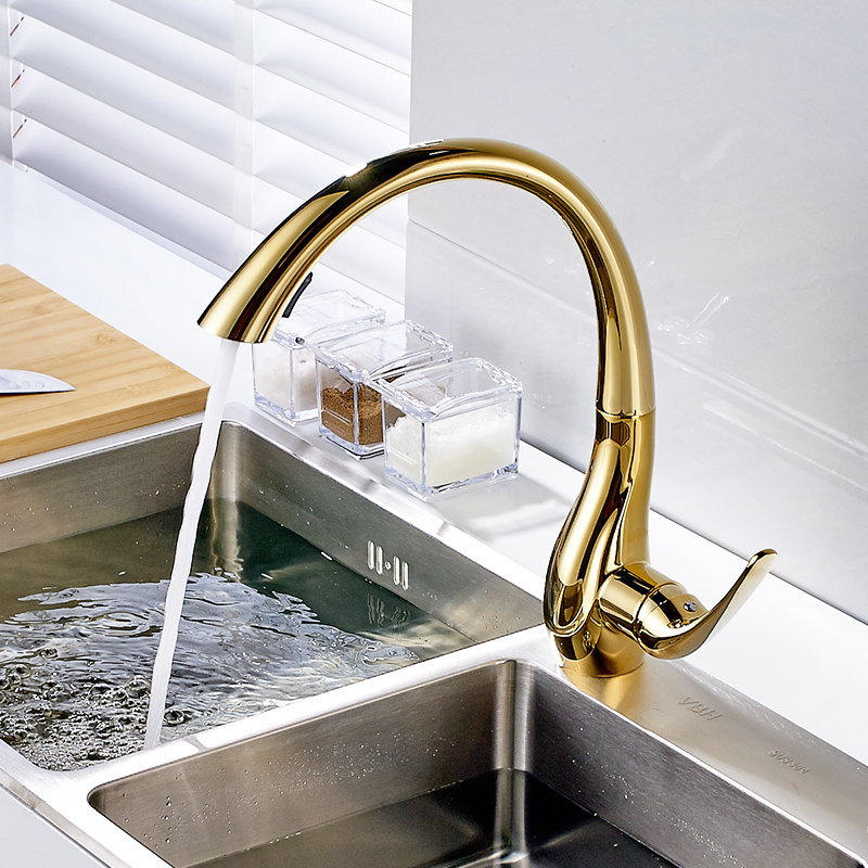 Wholesale Gold Swan Neck Kitchen Faucet Popular in American Faucet