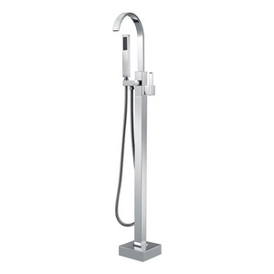 High quality brass free standing bathtub faucet floor stand with hand held shower