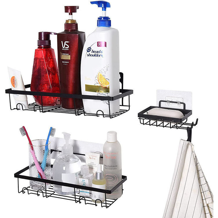 Wholesale Hooks Organizer Storage Rack Wall Mounted Stainless Steel Bathroom Adhesive Shower Caddy