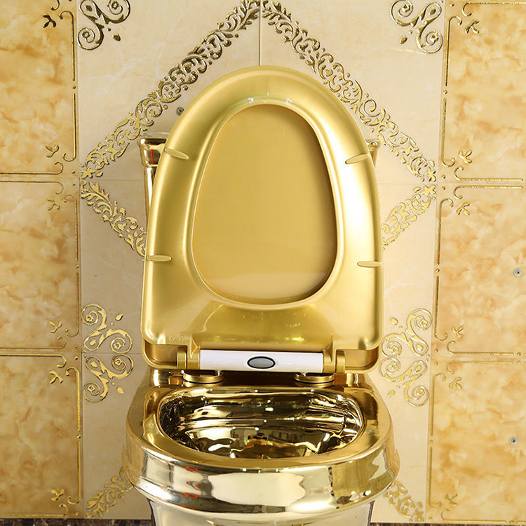 High End Luxury Gold China Sanitary Ware Siphonic S Trap Ceramic Bathroom Golden Wc One Piece Closestool Toilet