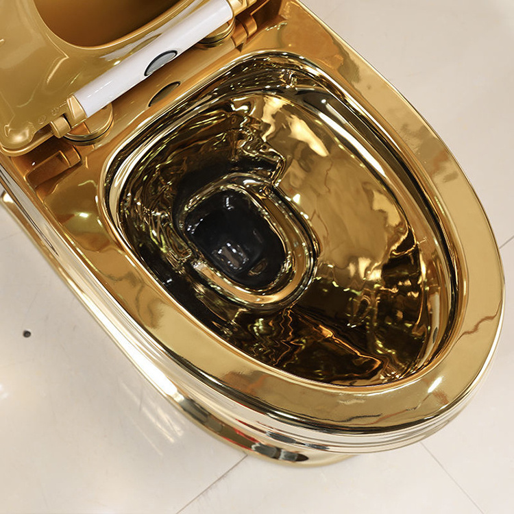 High End Luxury Gold China Sanitary Ware Siphonic S Trap Ceramic Bathroom Golden Wc One Piece Closestool Toilet