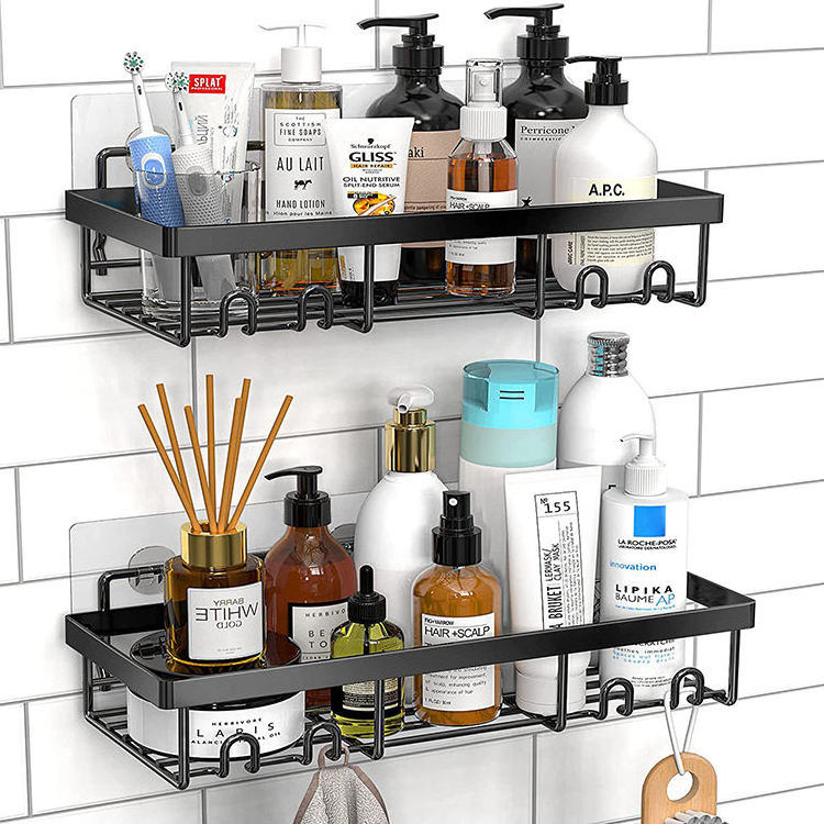 Wholesale Hooks Organizer Storage Rack Wall Mounted Stainless Steel Bathroom Adhesive Shower Caddy