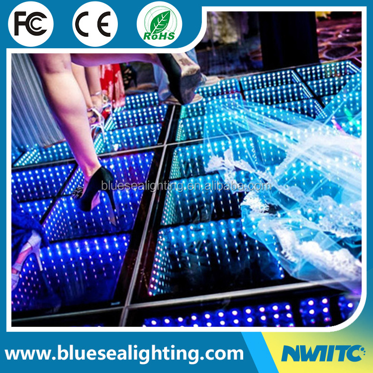 Dj disco panel tile portable 3D toughened glass light up led dance floor