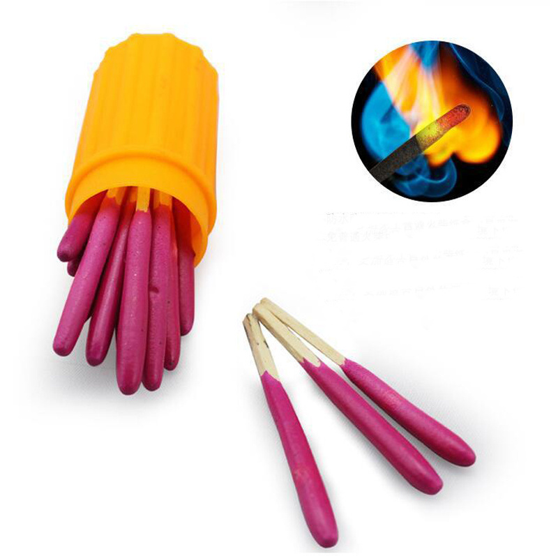 Blues Outdoor Custom Waterproof Windproof Candle Matches Emergency Survival Permanent 50mm Long Safety Colored Pink Matches