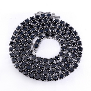 Blues OEM jewelry wholesale hip hop 4mm 6mm black zircon stainless steel tennis chain necklace for party jewelry