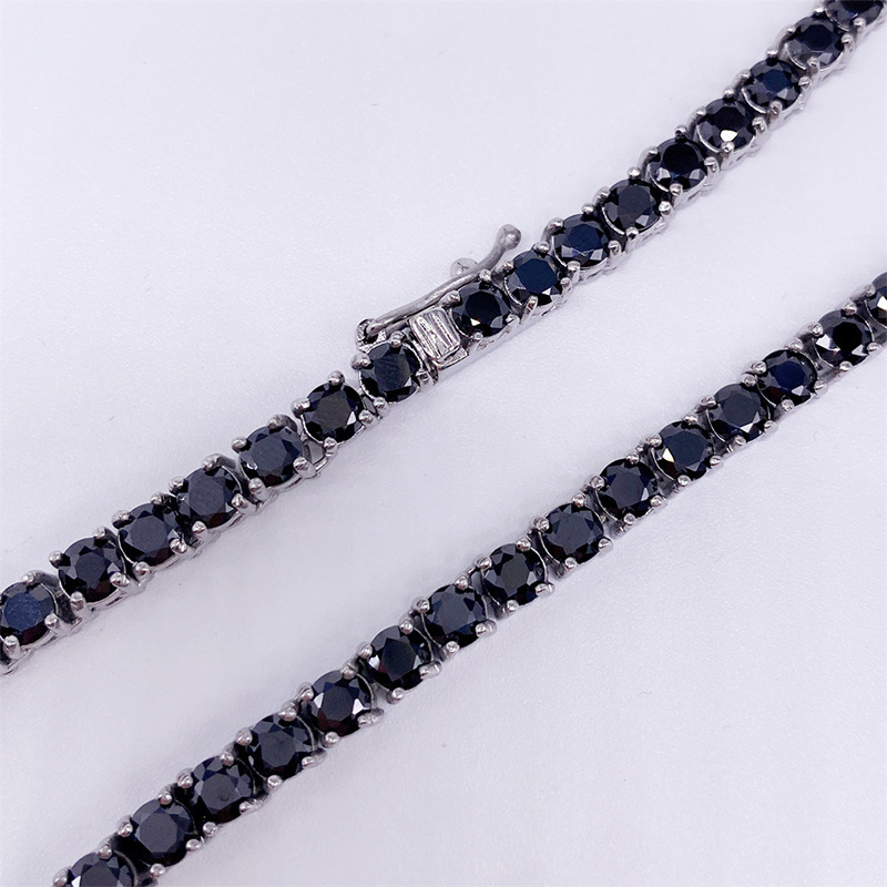 Blues OEM jewelry wholesale hip hop 4mm 6mm black zircon stainless steel tennis chain necklace for party jewelry