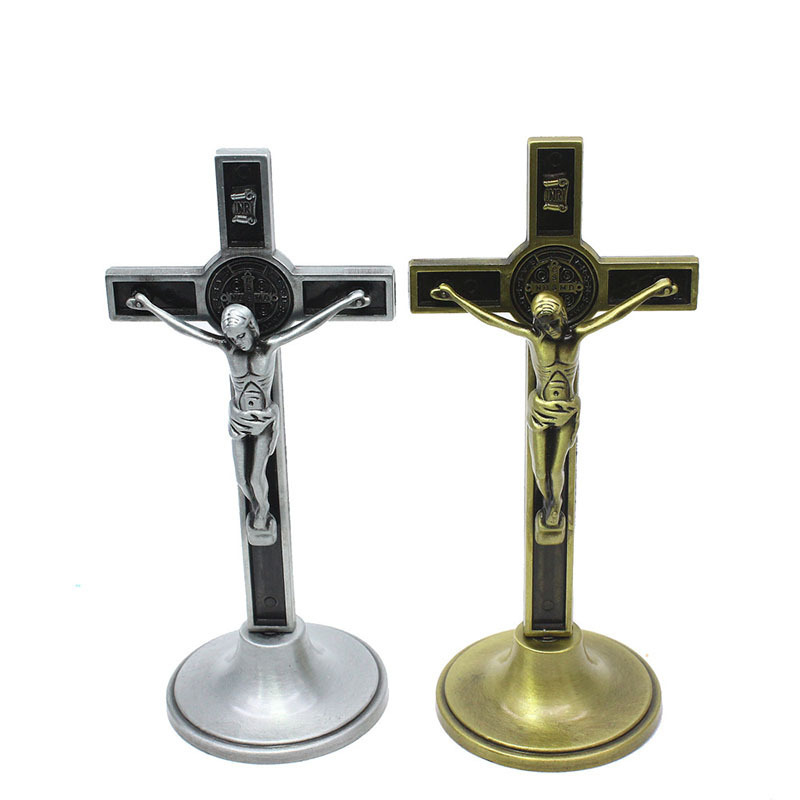 Blues wholesale Handmade alloy cross for craft Wall Cross Holy Jesus Christ Traditional religious bronze pardon crucifix