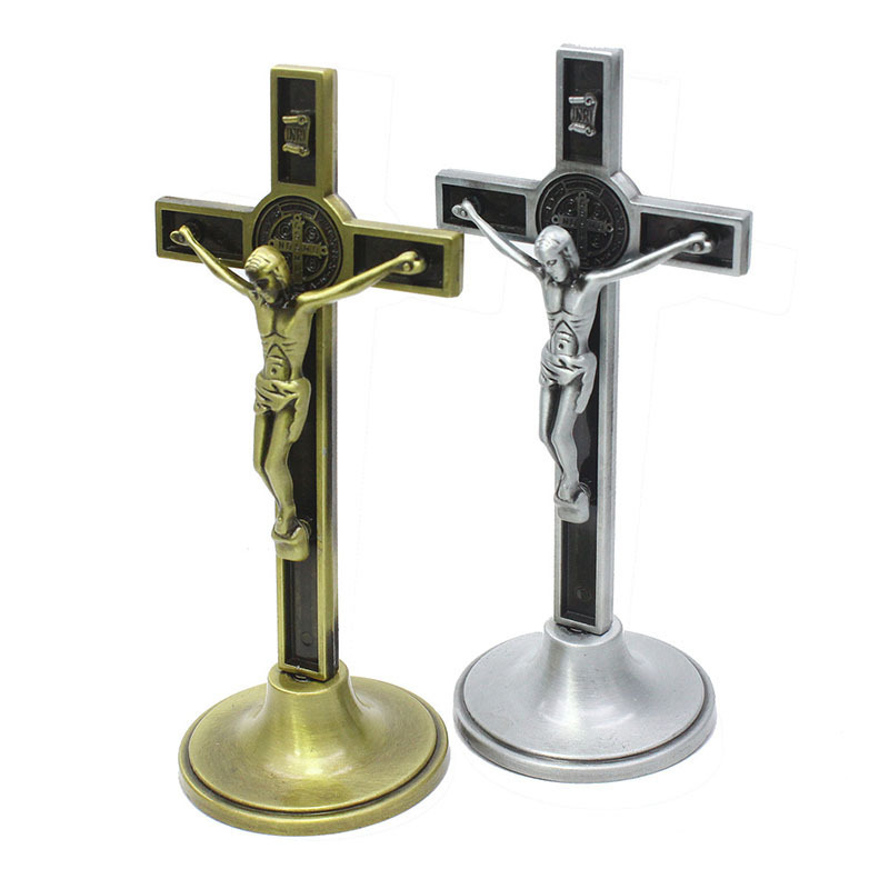 Blues wholesale Handmade alloy cross for craft Wall Cross Holy Jesus Christ Traditional religious bronze pardon crucifix