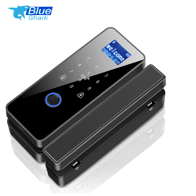 Smart glass lock Wifi Remote Control Tuya app Office lock card digital biometric fingerprint door lock