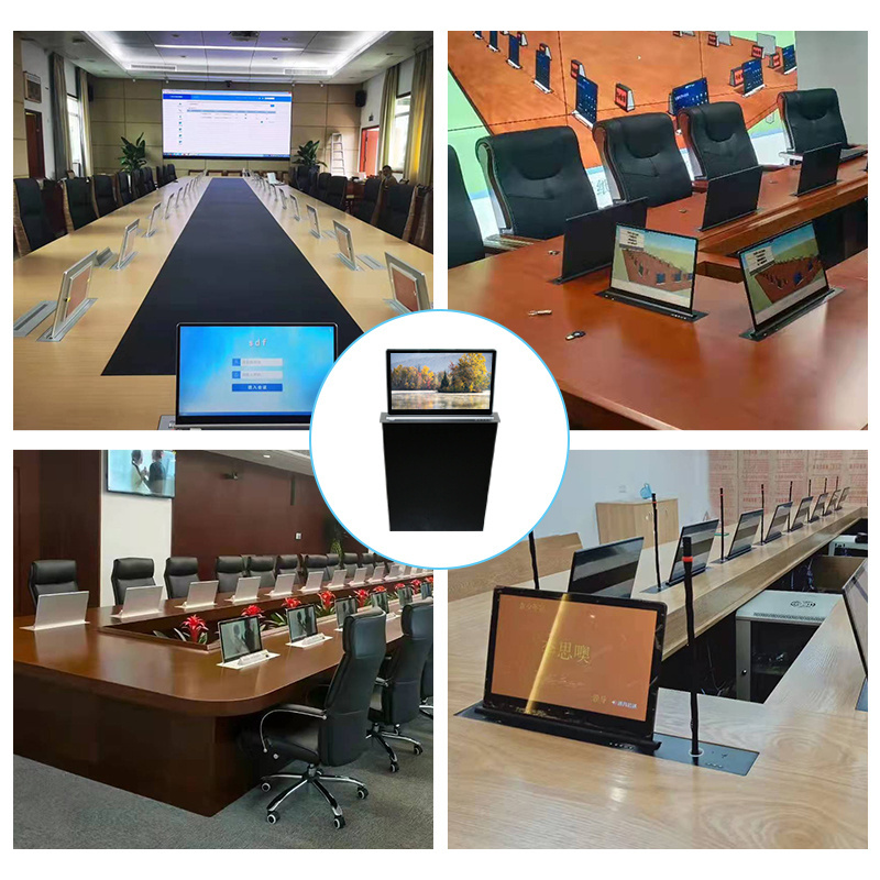 Motorised Touch Audio Conference System /Video Conferencing Equipment LCD Monitor Lift Voting for Meeting Table Project Solution