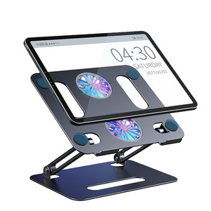 Good Quality Adjustable Computer Cooler Foldable Tablet Stand Aluminium alloy Laptop Cooling Pads  Laptop Fan Riser for office