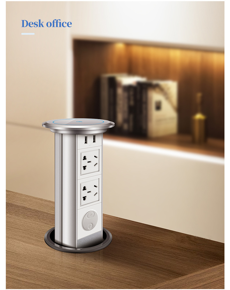 Customised power outlet pop-up socket desktop socket kitchen smart plug wifi with USB and wireless charging desktop power socket