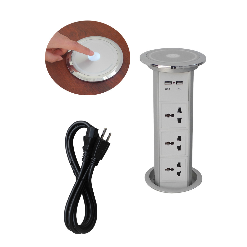 Customised power outlet pop-up socket desktop socket kitchen smart plug wifi with USB and wireless charging desktop power socket