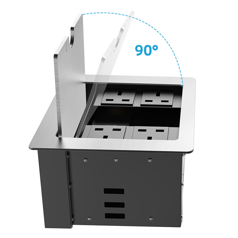Clamshell Concealed Mount Inline Desktop Power Outlet Hub Customizable Power Module High Power USB-A+C Flip-Flop Metal Outlet