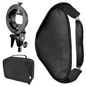 Photography Foldable Softbox Kit with S Type Flash Bracket Bowens Mount Holder for Camera Flash Speedlight