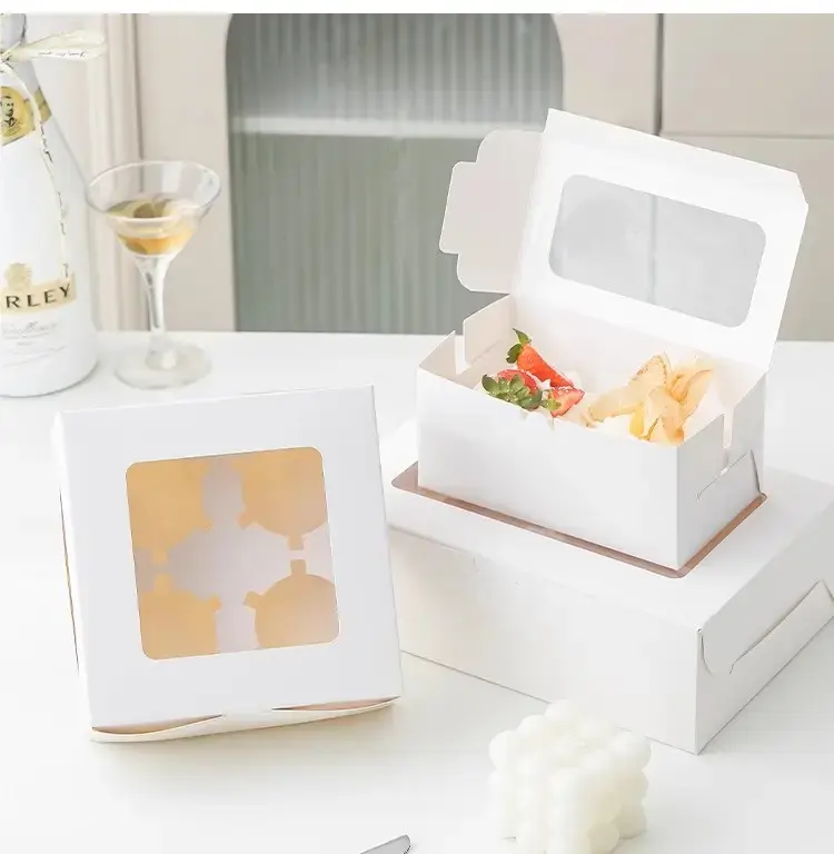 Food-grade cupcake pastries box packaging takeout cupcake box cake food container with window