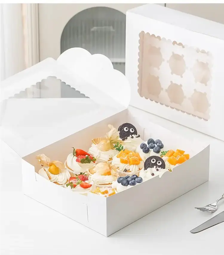 Food-grade cupcake pastries box packaging takeout cupcake box cake food container with window