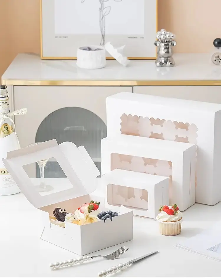 Food-grade cupcake pastries box packaging takeout cupcake box cake food container with window