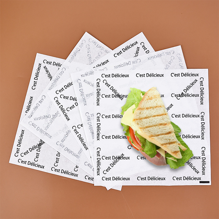 Food safe grade burger cheese wrapping food packaging white Oil and water proof  fried food paper with logo